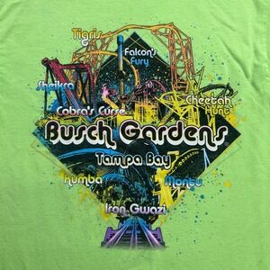 Busch Gardens Rollercoaster Shirt Size M Tampa Bay Neon Kumba Gwazi